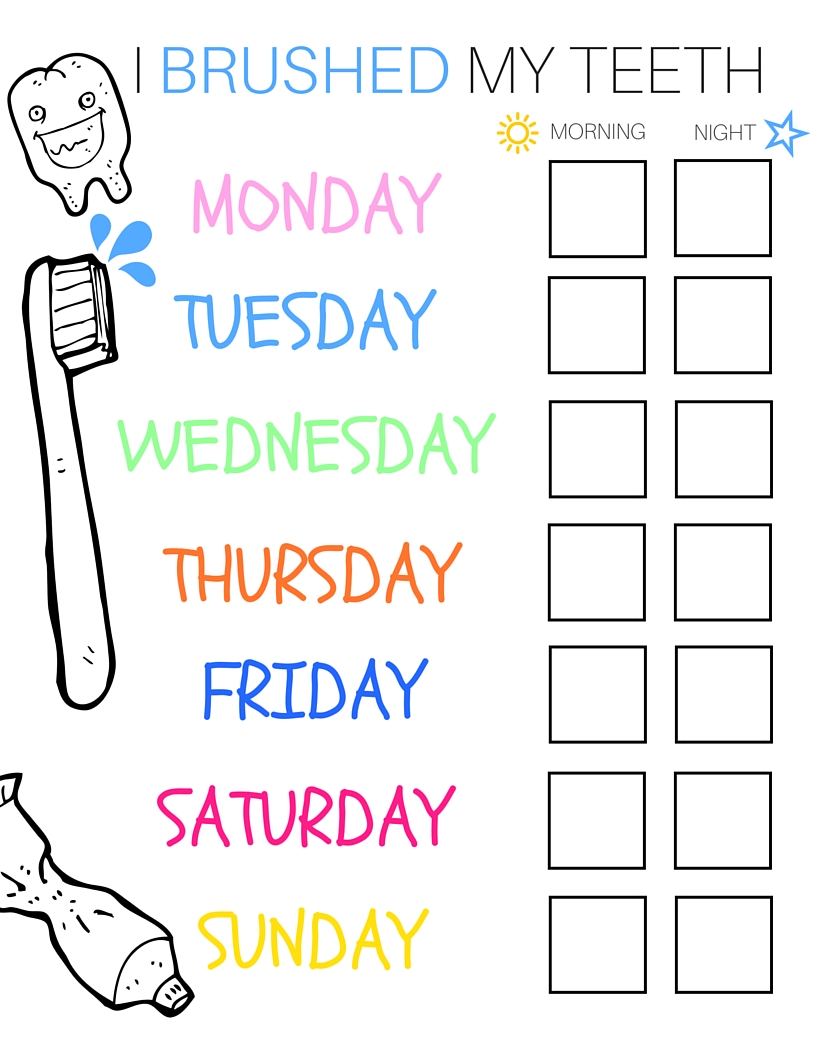 The Best Printable Tooth Brushing Chart Hunter Blog