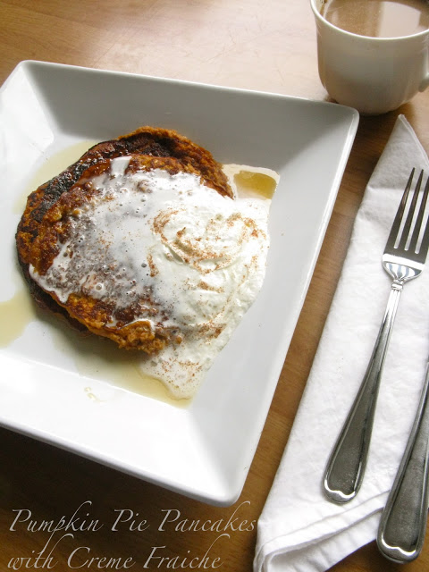 Pumpkin Pie Pancakes with Creme Fraiche