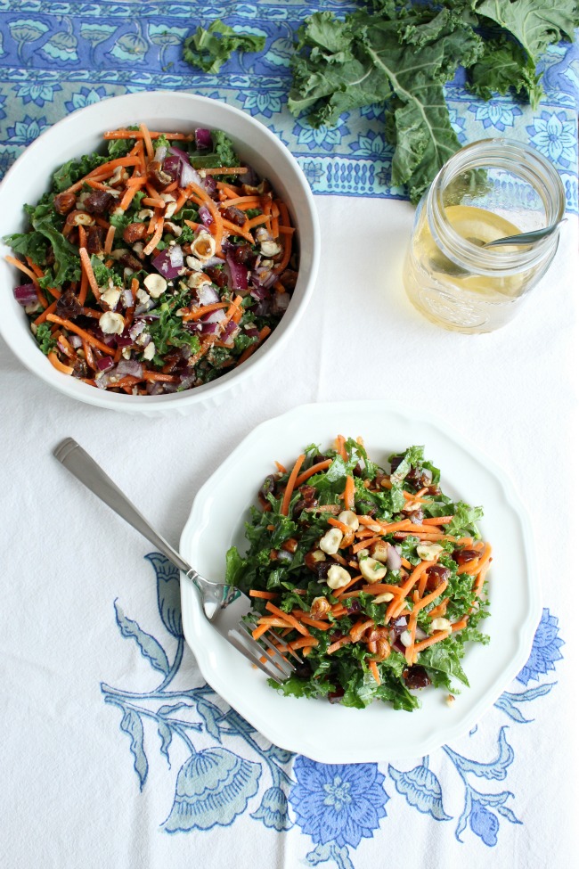 Kale, Carrots, Dates, Red Onion Salad