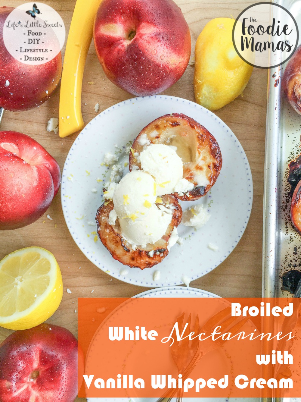 Broiled White Nectarines with Vanilla Whipped Cream www.lifeslittlesweets.com Sara Maniez 1000x1334