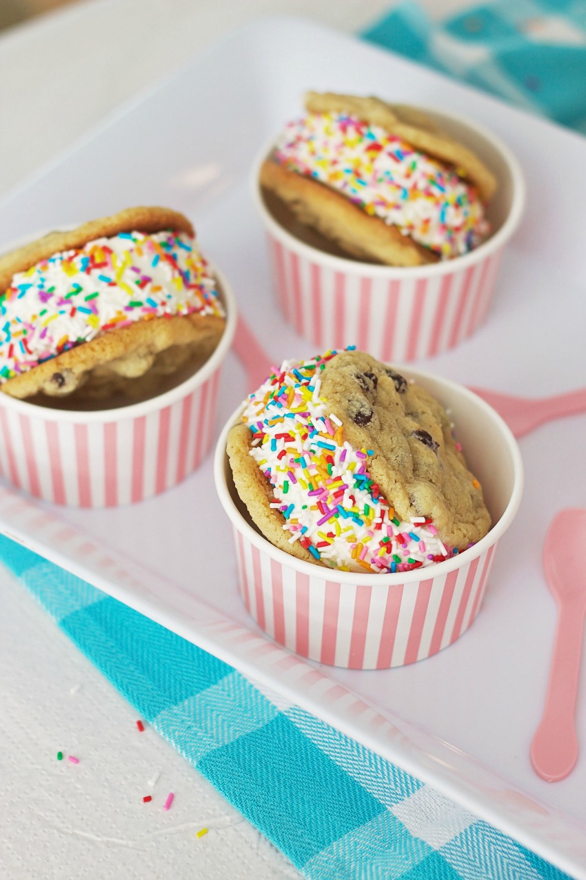 Homemade Ice Cream Chocolate Chip Cookie Sandwiches