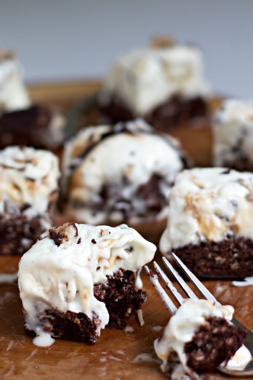 Gluten-Free Brownie Coconut Ice Cream Cake