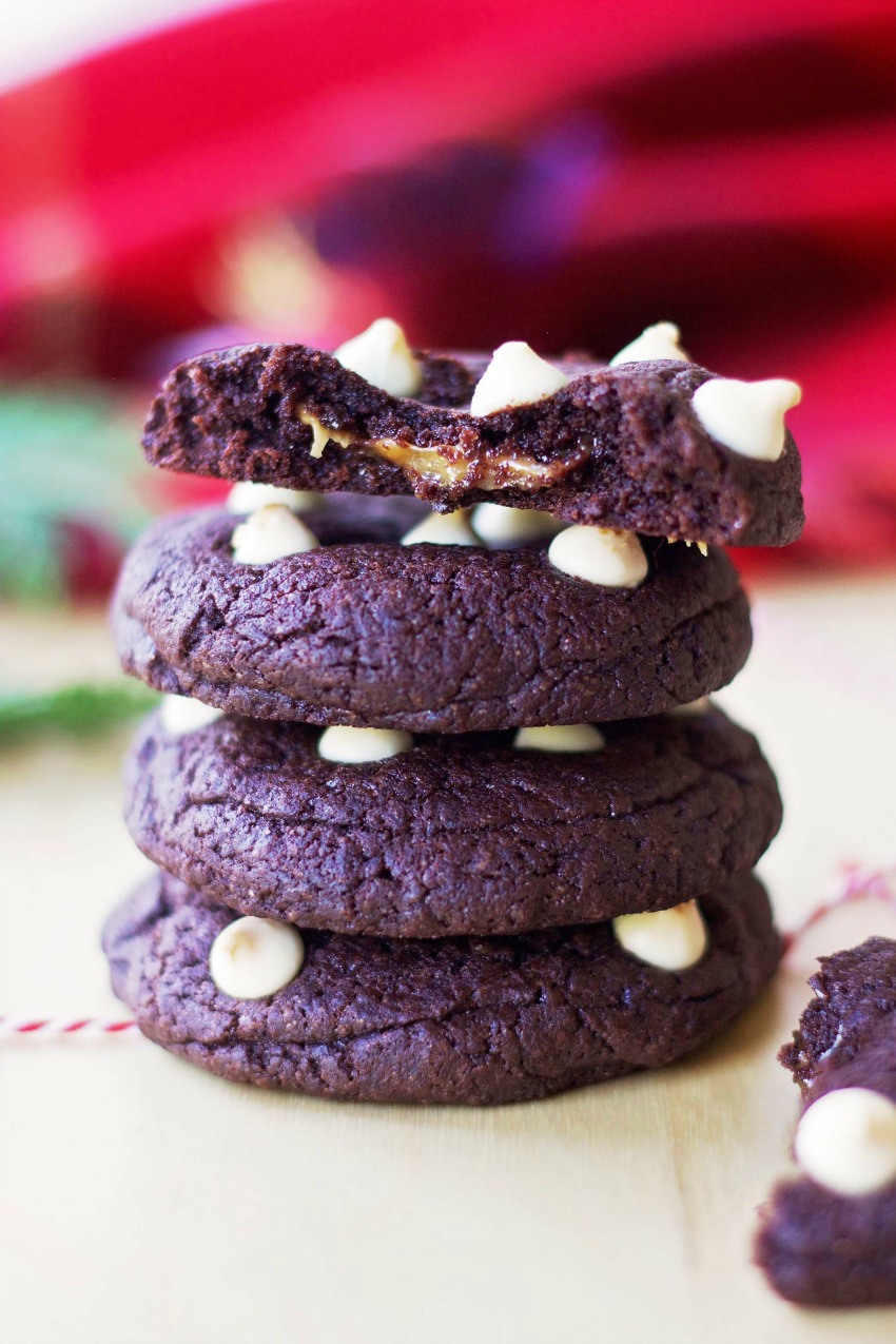 Caramel-Filled Dark Chocolate Cookies