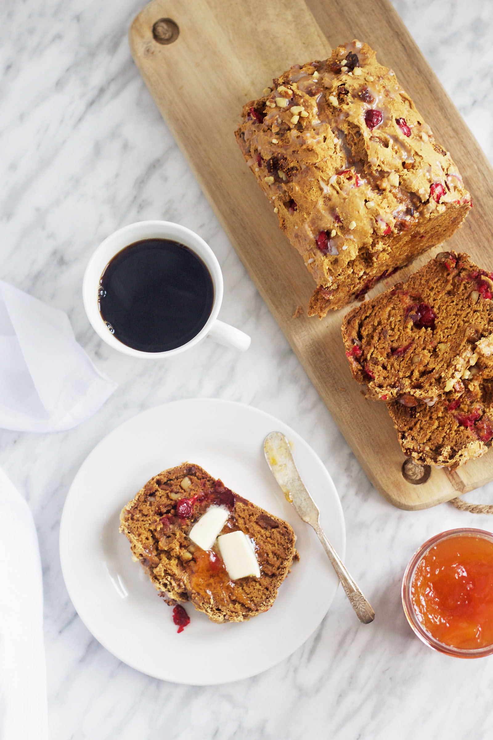 Gluten-Free Christmas Loaf with Figs, Walnuts and Cranberries