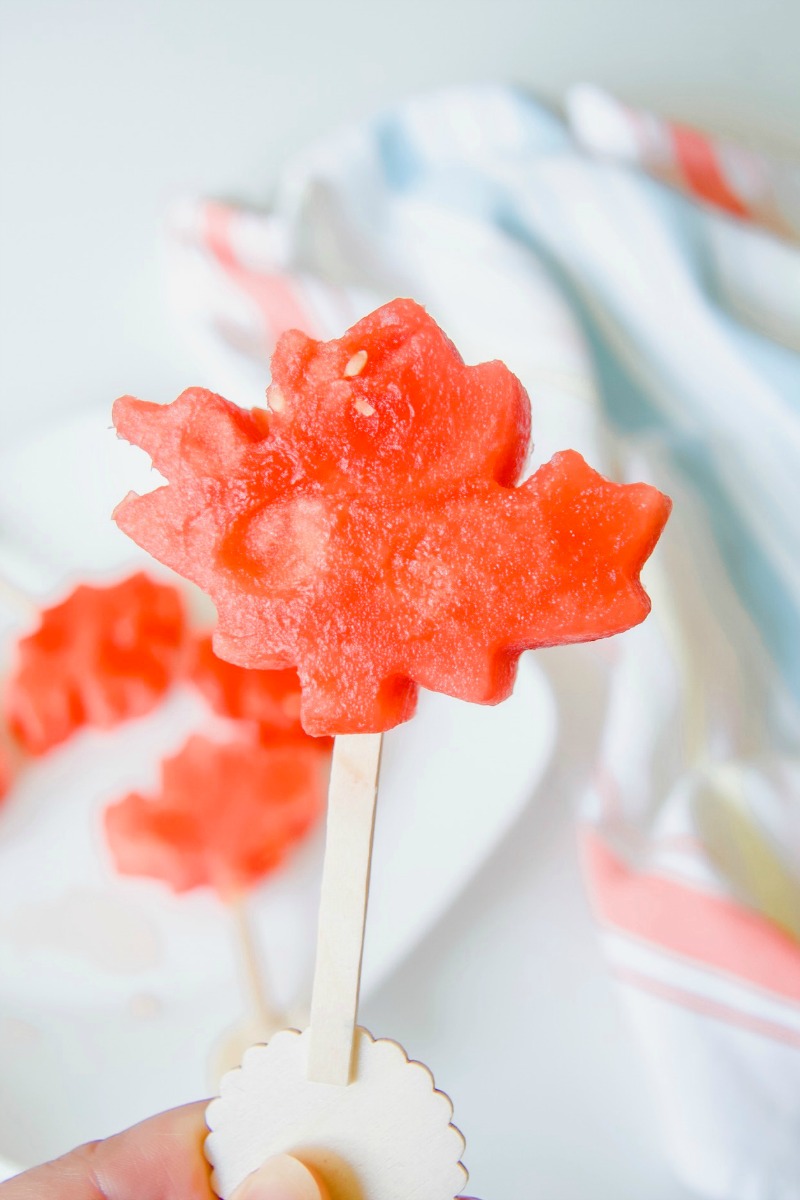 Easy Maple Leaf Watermelon Pops for Canada Day