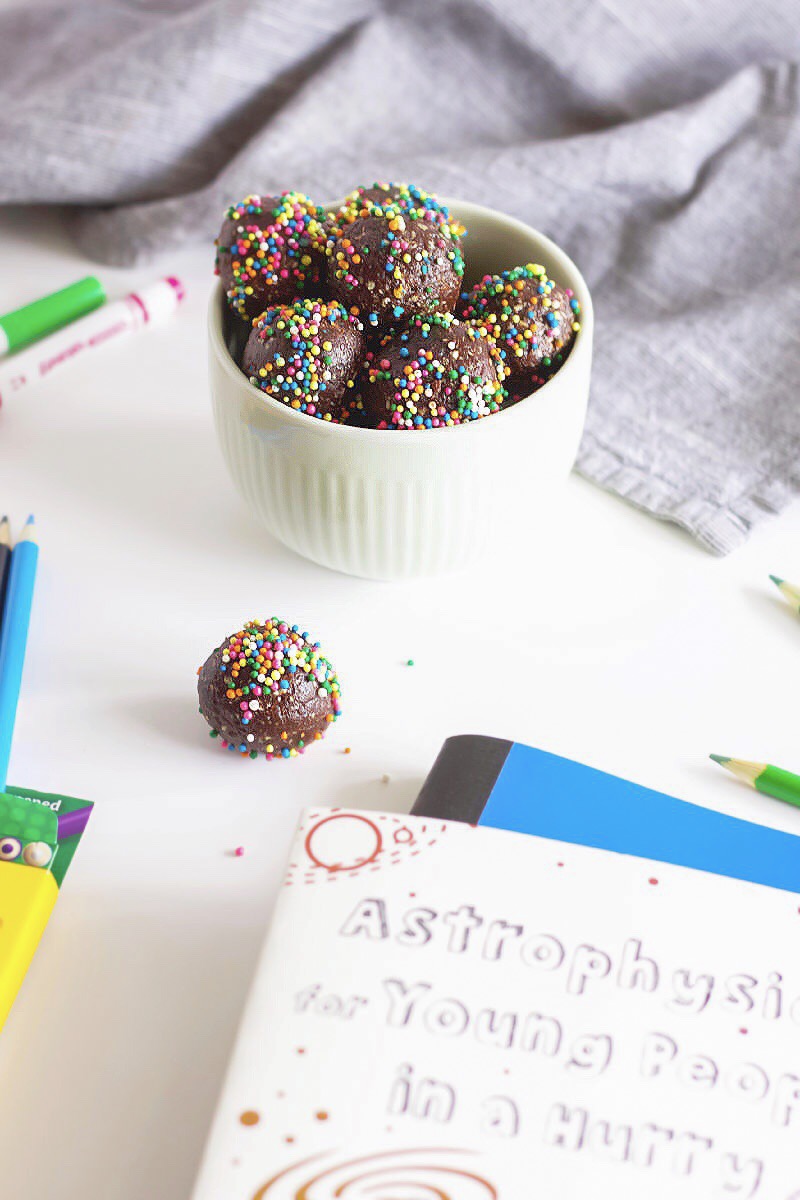 Cute Rainbow Sprinkle Chocolate Energy Bites for Kids