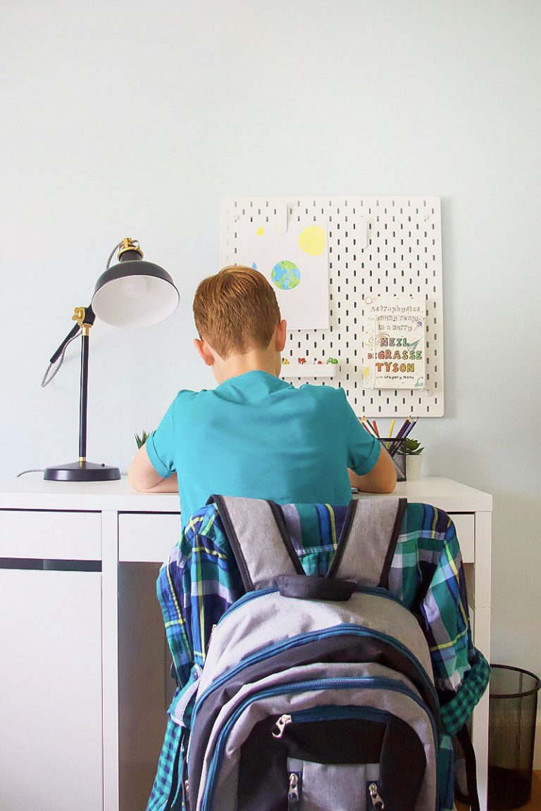 boy sitting at IKEA desk