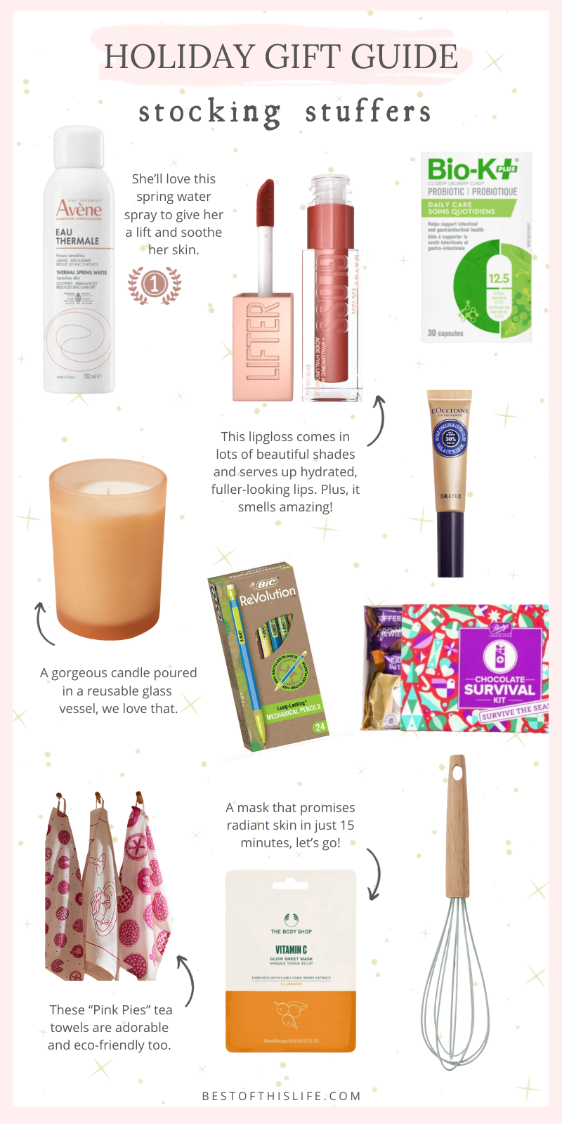 Editorial with products for stocking stuffer ideas
